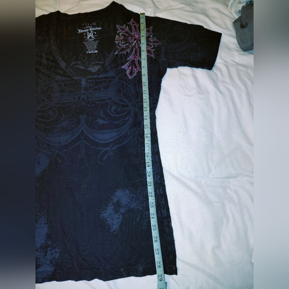 Affliction Black Tee with Purple Cross Design - Xtreme Couture - Picture 5 of 9